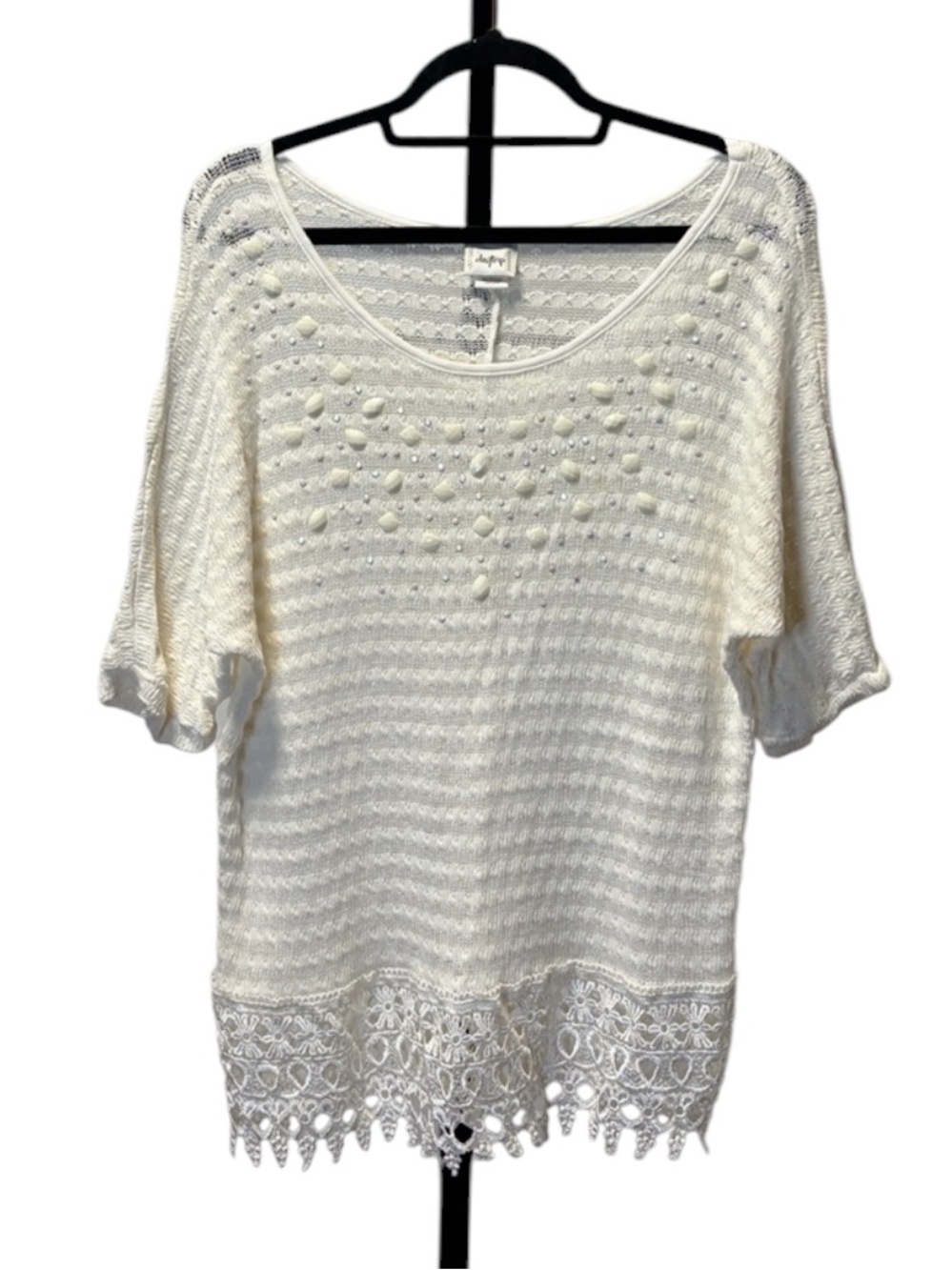 Daytrip White Embellished Knit Top